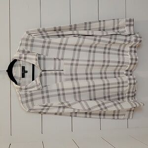 Fred David 2X grey and white plaid pullover